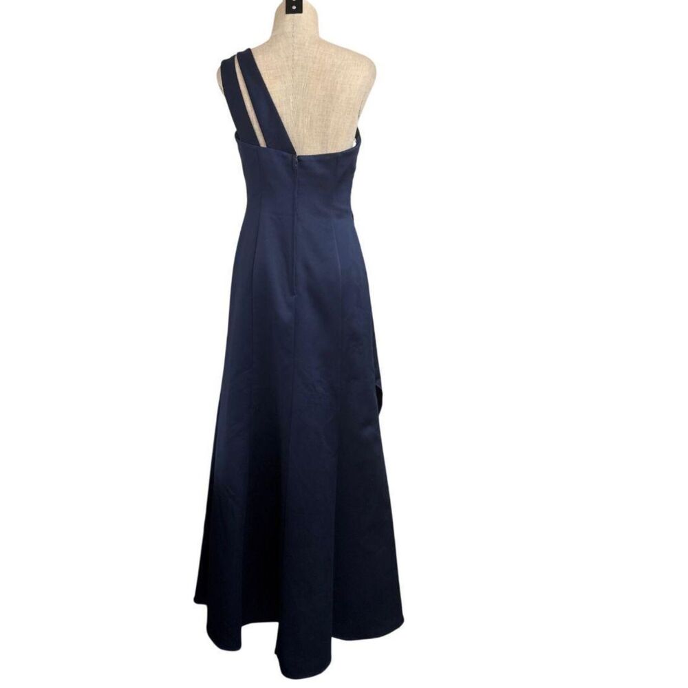 David's Bridal Navy One-Shoulder Formal Gown Sz. 10 NWT Rhinestone Maxi Dress - Picture 3 of 11